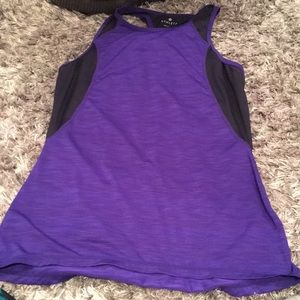 purple and black athlete tank top